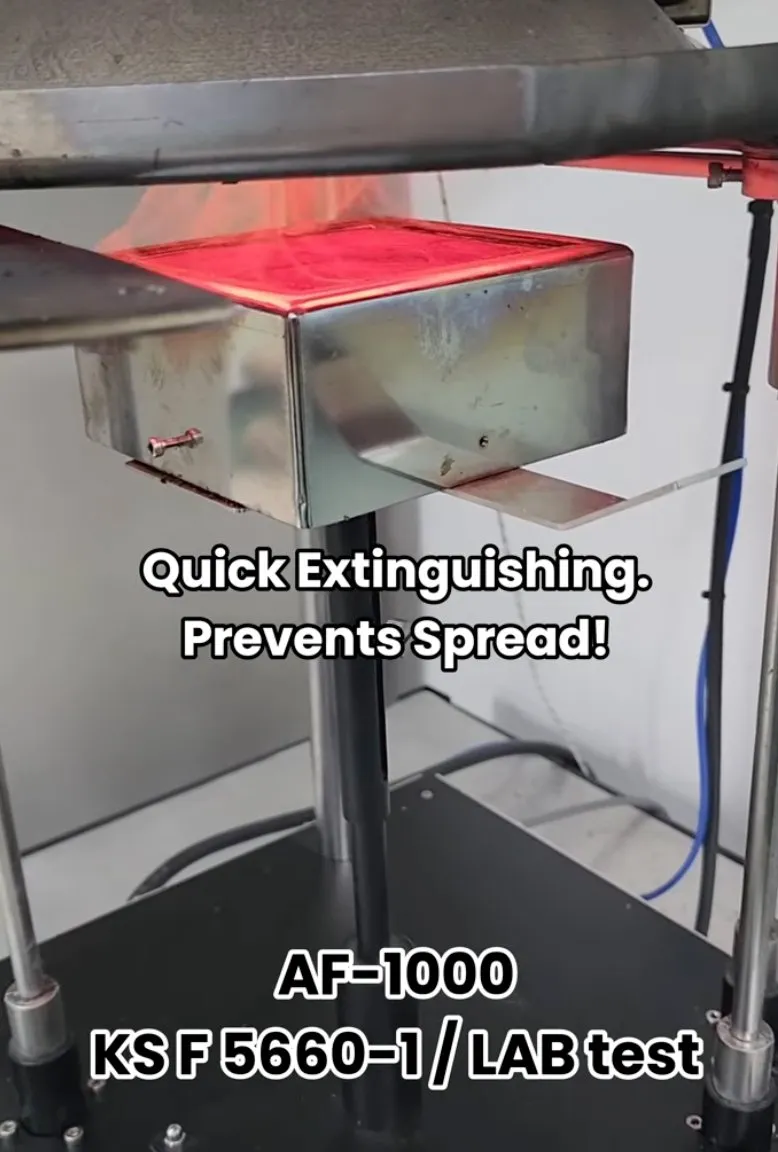 AF-1000 Cone Calorimeter Test — quick extinguishing and fire spread prevention under radiant heat