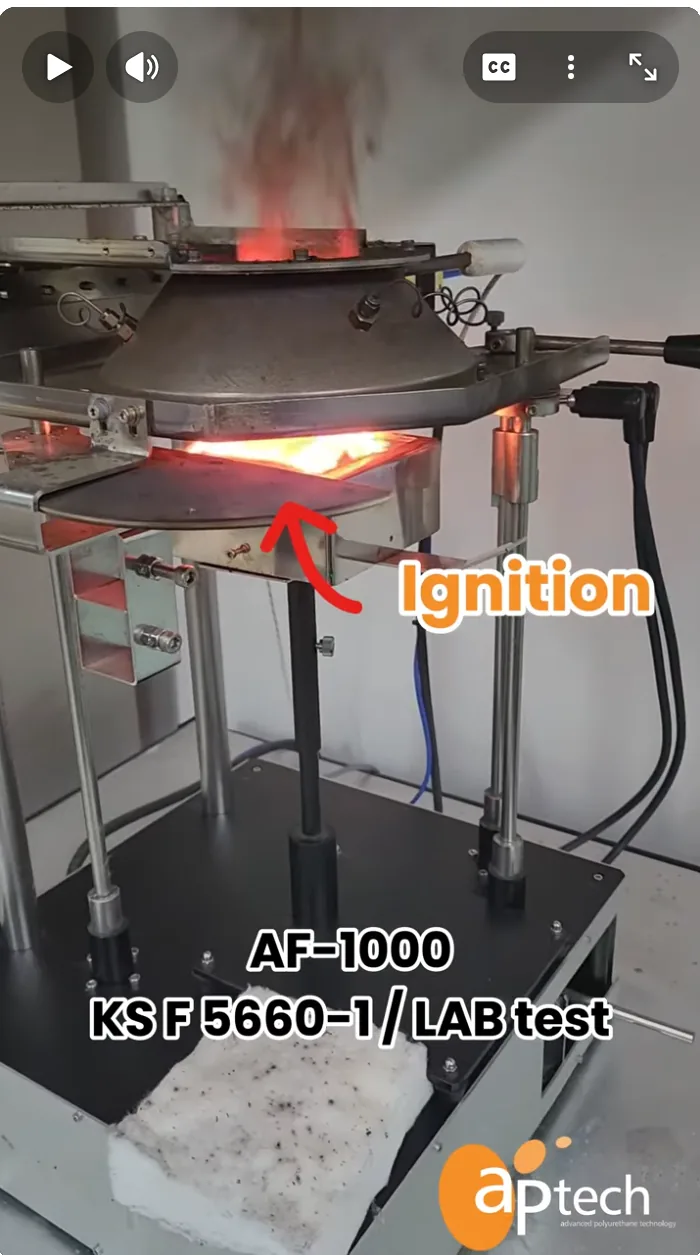 APTECH AF-1000 cone calorimeter test — ignition at start of test