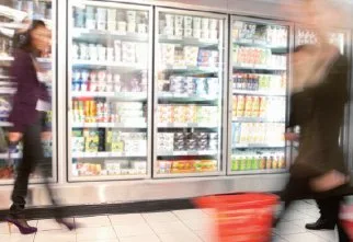 Commercial refrigerator showcase insulated with polyurethane foam