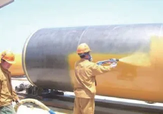 PU foam spray application on large mascot sculpture