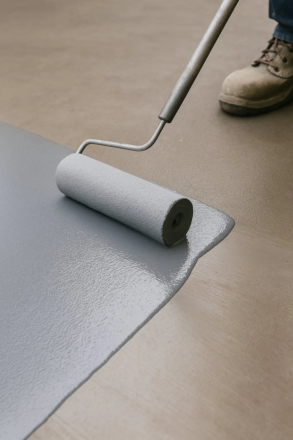 Strong adhesion polyurea primer roller application on concrete