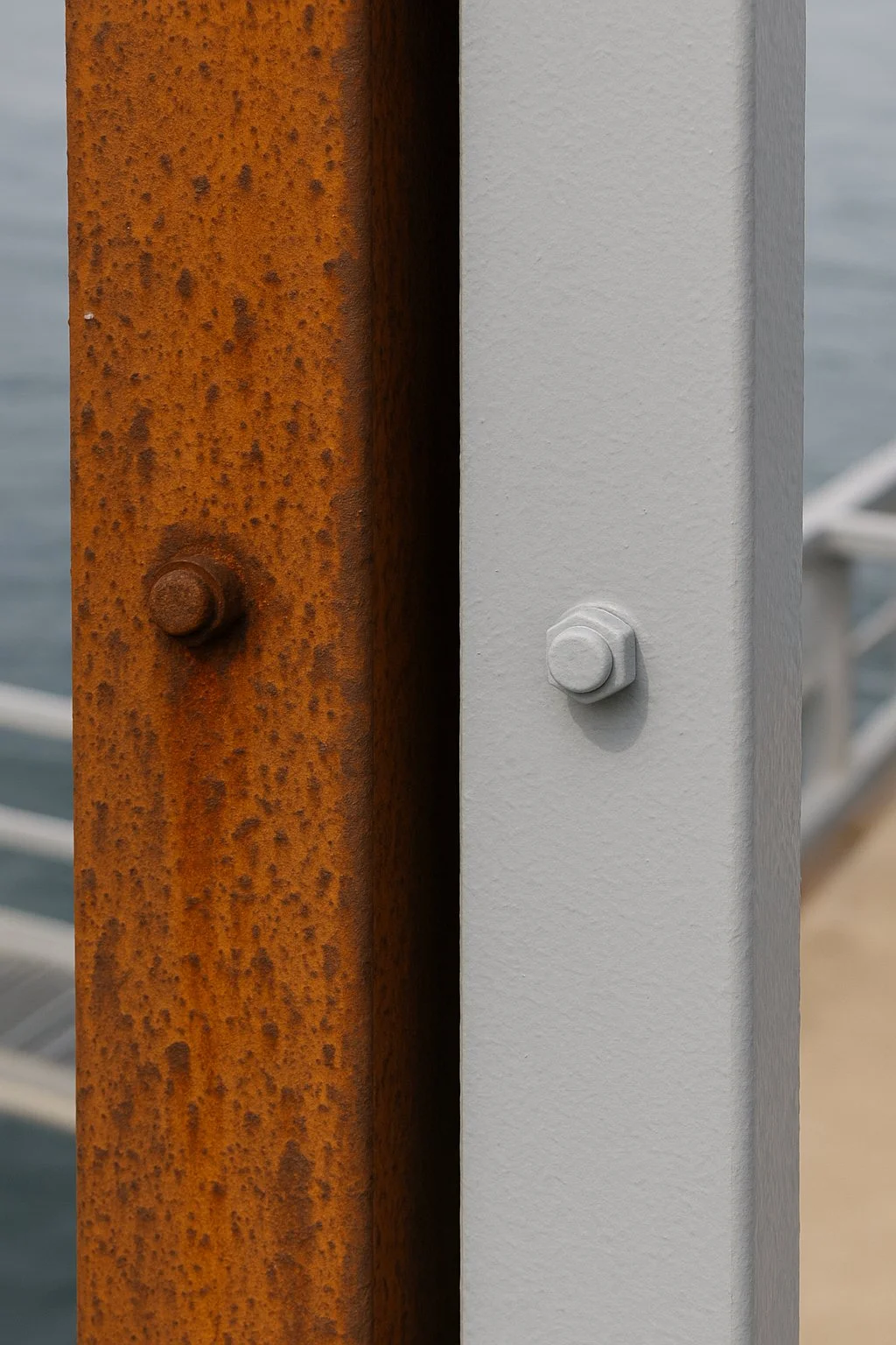 Anti-corrosion polyurea coating application showing rust prevention